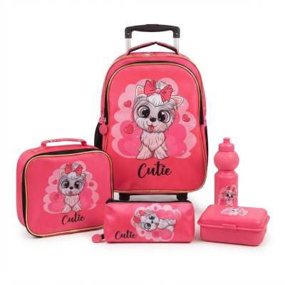 طقم حقيبة ظهر مدرسية من خمس قطع من TOOLY "Cutie" مقاس 16 بوصة (وردي وذهبي)