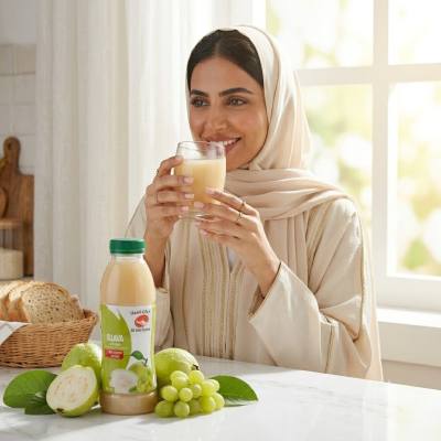 عصير الجوافة والعنب من مزارع العين - بدون إضافة سكر (500 مل)
