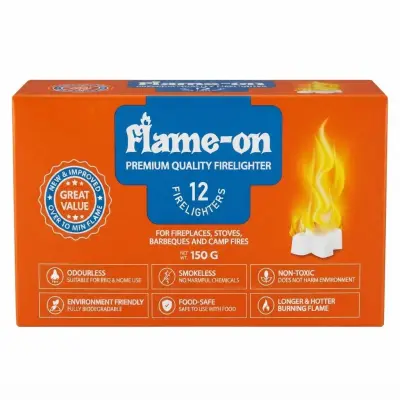 مكعبات إشعال النار "Flame-on" عالية الجودة (12 قطعة / 150 جم)