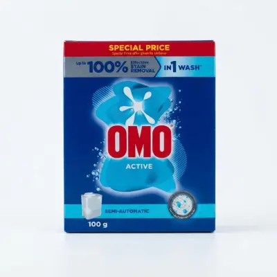 مسحوق غسيل الملابس شبه الأوتوماتيكي أومو أكتيف، 100 غرام