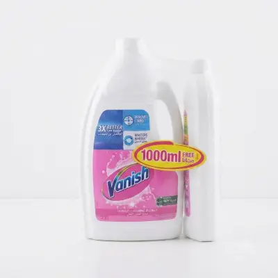 مزيل بقع سائل للأقمشة البيضاء من Vanish – ٣ لتر + ١ لتر مجاناً