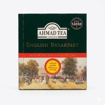 شاي أحمد الإنجليزي للفطور - 100 كيس شاي مُعَلَّم