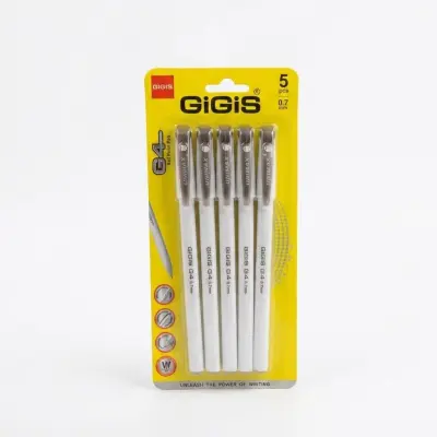 قلم حبر جاف GiGiS G4 0.7 مم - أسود (مجموعة من 5 قطع)