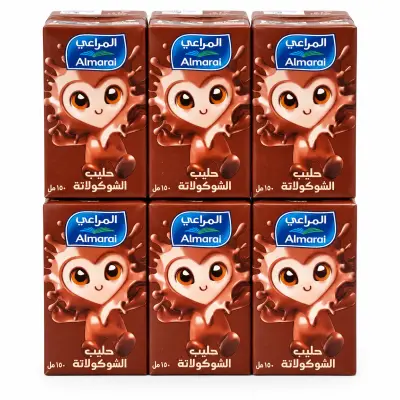 حليب بنكهة الشوكولاتة من المراعي، 6 عبوات × 150 مل