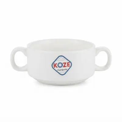 وعاء حساء من البورسلين الأبيض بمقبضين من KOZE